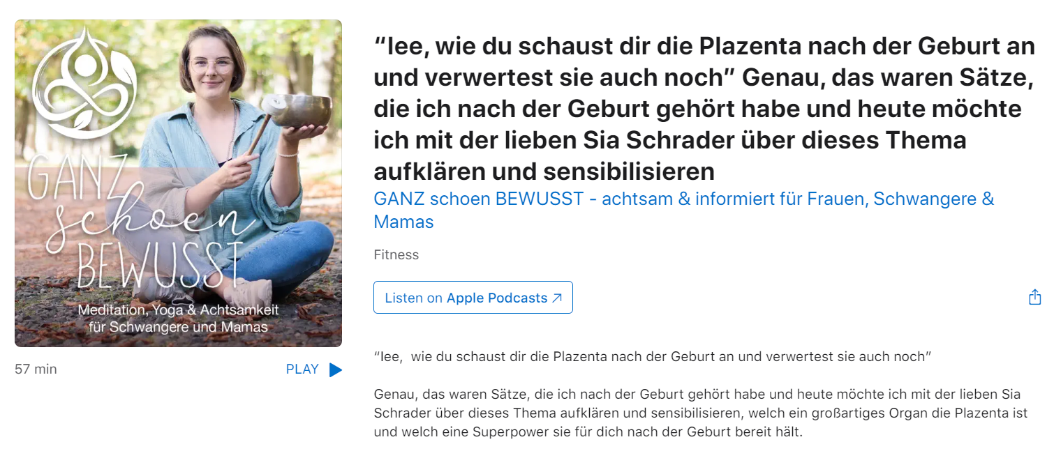 Interview "Plazenta wirkt Wunder" mit "Ganz schön bewusst" Podcast